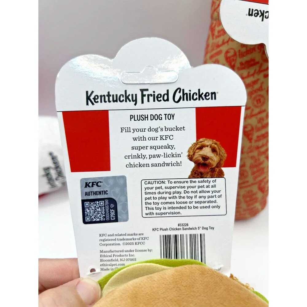 KFC Kentucky Fried Chicken Plush Squeaky Dog Toys Lot Of 3 Wrap, Sandwich & Soda